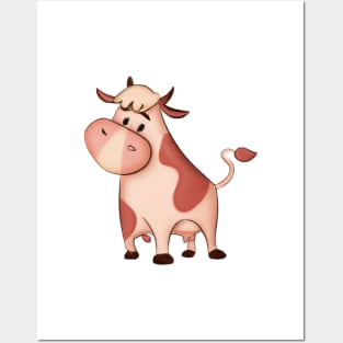 Cute Cow Drawing Posters and Art